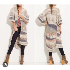 Free People Striped Knit Open-Front Cardigan